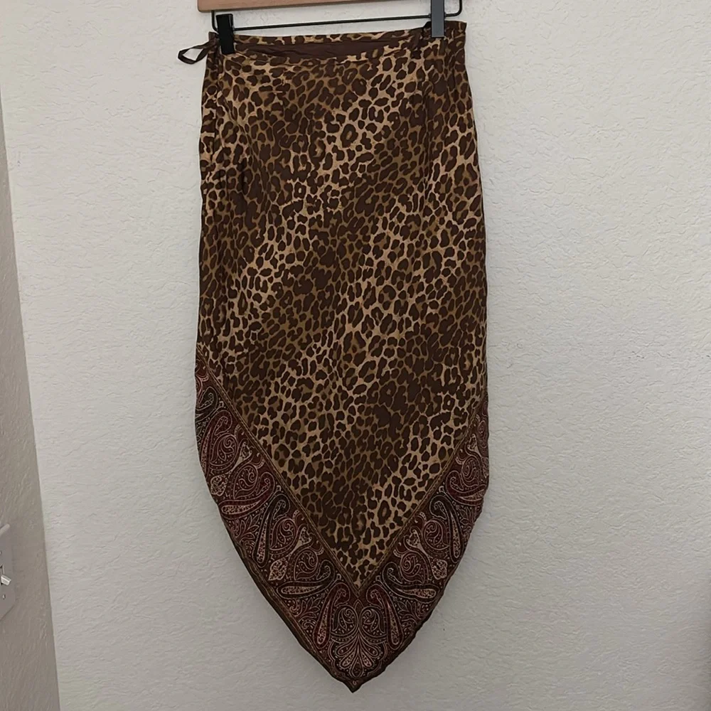 GAP silk handkerchief leopard / paisley skirt size 2 - Picture 5 of 6